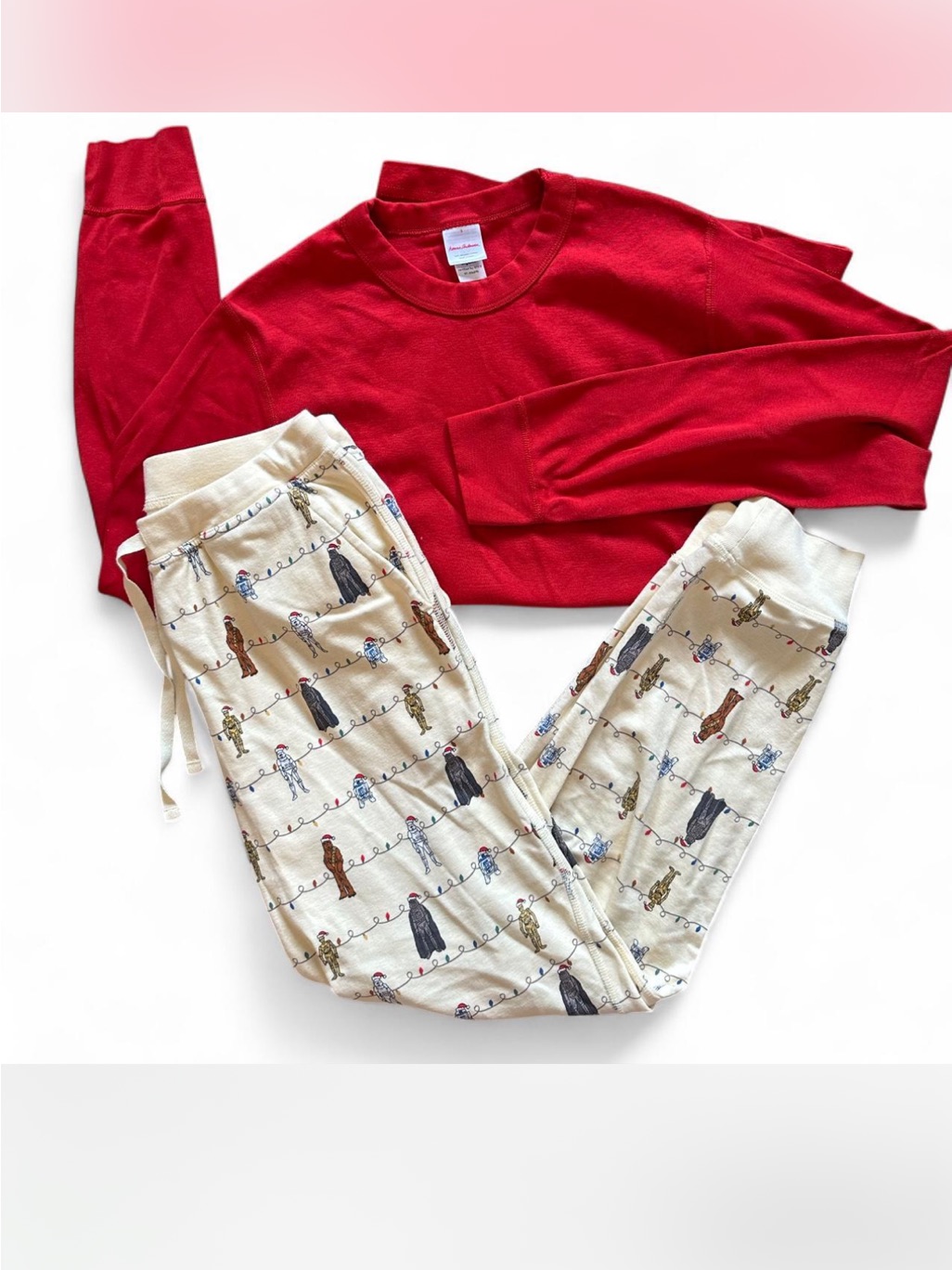 Star Wars X Hanna Andersson Pajama Set In Red & Ivory Starwars Characters S